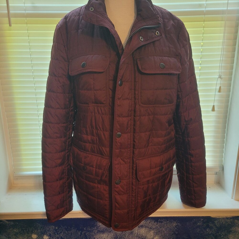 Tommy Hilfiger Lightweight Quilted 4 Pocket Men's Field Jacket Burgundy Size S